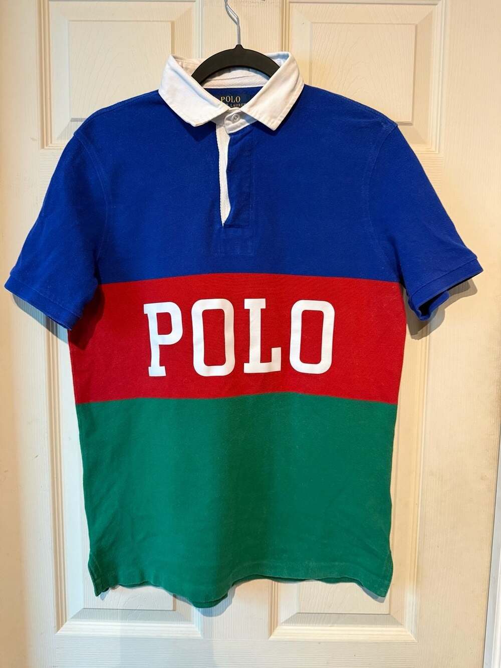 Polo Ralph Lauren Rugby Polo Size S Blue Red Green Classic Fit Spell Out